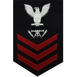 Navy E6 Male Rating Badge: Fire Controlman, blue