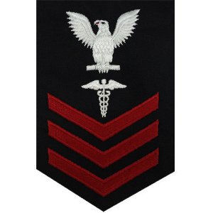 Navy E6 Male Rating Badge: Hospital Corpsman, blue