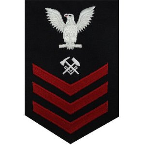 Navy E6 Male Rating Badge: Hull Maintenance Technician, blue