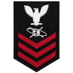 Navy E6 Male Rating Badge: MC Mass Communication Specialist, blue