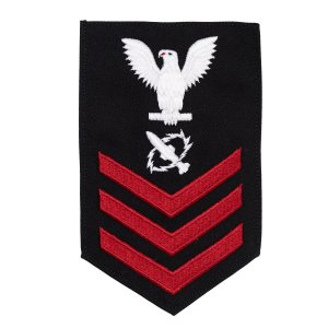 Navy E6 Male Rating Badge: Missile Technician, blue