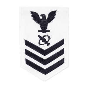 Navy E6 Male Rating Badge: Missile Technician, white