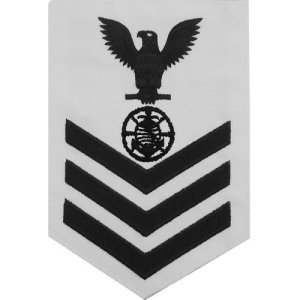 Navy E6 Male Rating Badge: Religious Programs Specialist, white