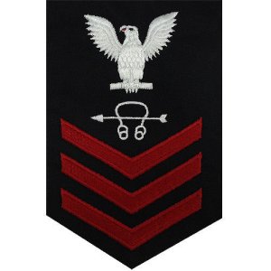 Navy E6 Male Rating Badge: Sonar Technician, blue