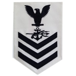 Navy E6 Male Rating Badge: Special Warfare Operator, white