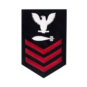 Navy E6 Male Rating Badge: Torpedoman, blue