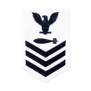 Navy E6 Male Rating Badge: Torpedoman, white