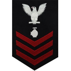 Navy E6 Male Rating Badge: Utilitiesman, blue