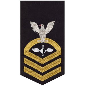Navy E7 Male Rating Badge: Aerographer''s Mate, seaworthy gold on blue