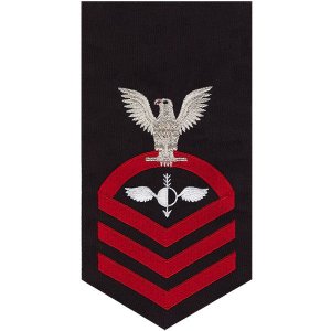 Navy E7 Male Rating Badge: Aerographer''s Mate, seaworthy red on blue