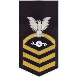 Navy E7 Male Rating Badge: Construction Mechanic, vanchief on blue