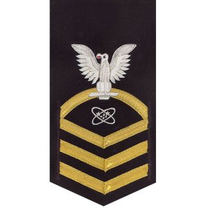 Navy E7 Male Rating Badge: Electronics Technician, vanchief on blue