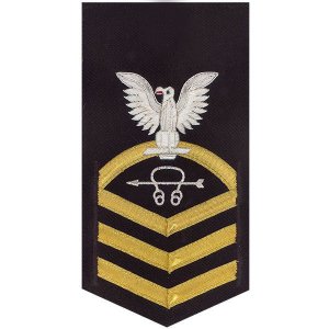 Navy E7 Male Rating Badge: Sonar Technician, vanchief on blue