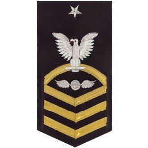 Navy E8 Male Rating Badge: Aviation Electrician''s Mate, vanchief on blue