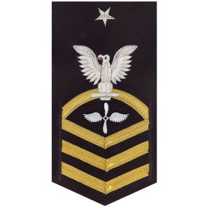 Navy E8 Male Rating Badge: Aviation Machinist''s Mate, vanchief on blue