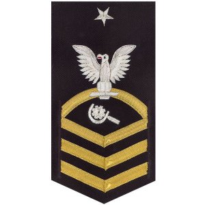 Navy E8 Male Rating Badge: Machinery Repairman, vanchief on blue