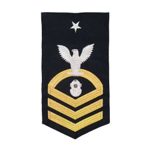 Navy E8 Male Rating Badge: ND Diver, seaworthy gold on blue