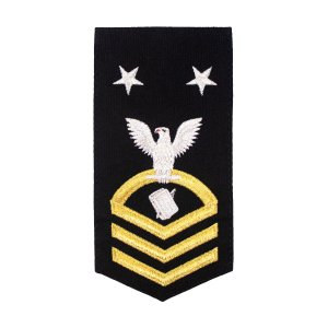 Navy E9 Female Rating Badge: PS Personnelman, seaworthy gold on blue