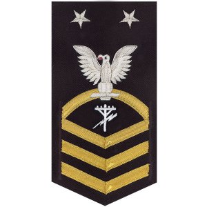 Navy E9 Male Rating Badge: Construction Electrician, vanchief on blue