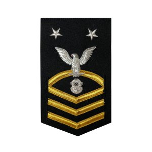 Navy E9 Male Rating Badge: Diver, vanchief on blue