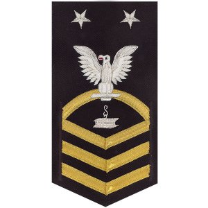Navy E9 Male Rating Badge: Steelworker, vanfine on blue