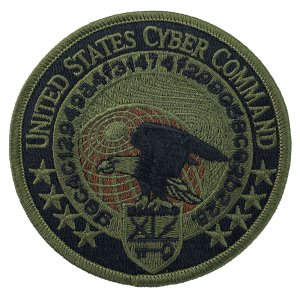 Navy Embroidered Badge: Cyber Command, Woodland Digital