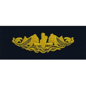 Navy Embroidered Badge: Submarine Officer, embroidered on coverall