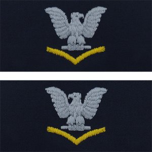 Navy Embroidered Collar Device: E4 Third Class, silver gold on coverall
