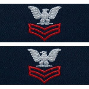 Navy Embroidered Collar Device: E6 First Class, coverall