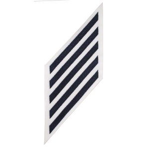 Navy Enlisted Male Hashmarks: Blue Embroidered on White CNT, set of 5