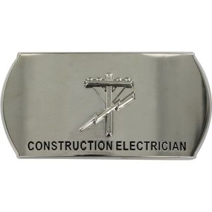 Navy Enlisted Specialty Belt Buckle: Construction Electrician: CE