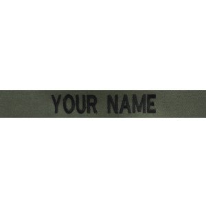 Navy Individual Name Tape Embroidered on Olive Drab