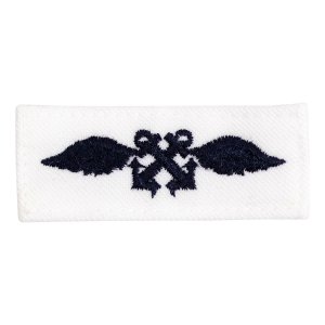 Navy Rating Badge: Striker Mark for AB Aviation Boatswains Mate, white CNT for dress uniforms