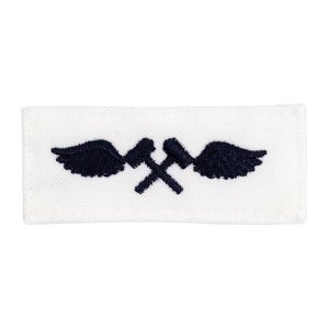 Navy Rating Badge: Striker Mark for AM Aviation Structural Mechanic, white CNT for dress uniforms