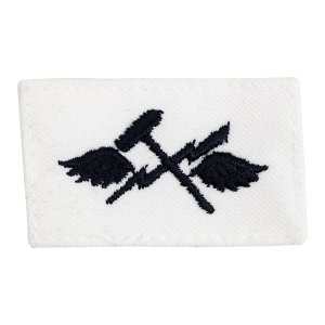 Navy Rating Badge: Striker Mark for AS Aviation Support Equipment Technician, white CNT for dress uniforms