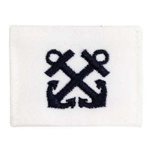 Navy Rating Badge: Striker Mark for BM Boatswains Mate, white CNT for dress uniforms
