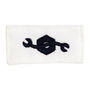 Navy Rating Badge: Striker Mark for CM Construction Mechanic, white CNT for dress uniforms