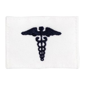 Navy Rating Badge: Striker Mark for HM Hospitalman, white CNT for dress uniforms