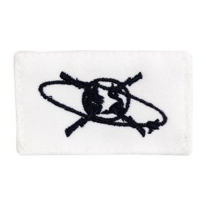 Navy Rating Badge: Striker Mark for MC Mass Communication Specialist, white CNT for dress uniforms