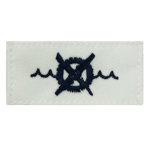 Navy Rating Badge: Striker Mark for RW Robotics Warfare Specialist, white CNT for dress uniforms