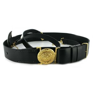 Navy Sword Belt, leather with gold buckle
