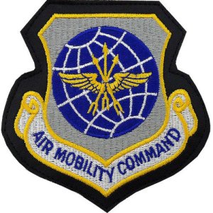 Air Force Patch: Air Mobility Command, leather with hook closure