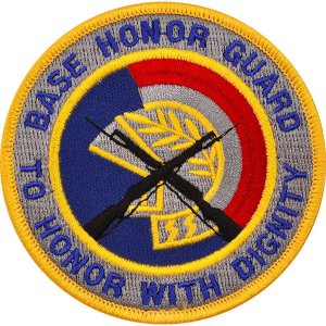 Air Force Patch: Base Honor Guard to Honor with Dignity, color