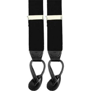 Air Force Suspenders with Leather Ends, black