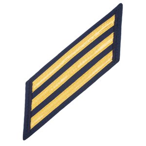 Coast Guard CPO Hash Marks: Gold Lace on Blue, Set of 3