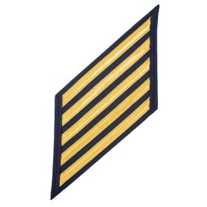 Coast Guard CPO Hash Marks: Gold Lace on Blue, Set of 5