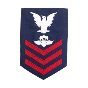 Coast Guard E6 Rating Badge: AVIATION SURVIVALMAN, Blue