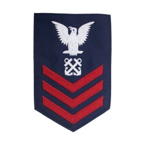 Coast Guard E6 Rating Badge: Boatswain Mate, Blue