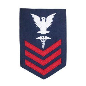 Coast Guard E6 Rating Badge: HEALTH SERVICES TECHNICIAN, Blue