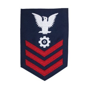 Coast Guard E6 Rating Badge: MACHINERY TECHNICIAN, Blue